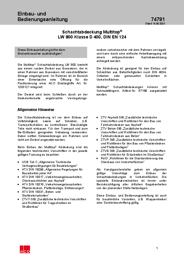 Schachtabdeckung Multitop LW800 einbauanleitung-schachtabdeckung-multitop-lw800-ACO-passavant-detego.pdf