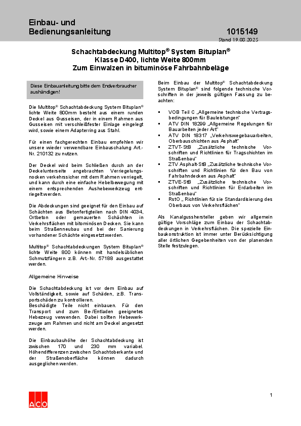 Schachtabdeckung Multitop LW800 – System Bituplan Einbauhöhe 170-230 einbauanleitung-multitop-bituplan-lw-800-ACO-passavant-detego.pdf