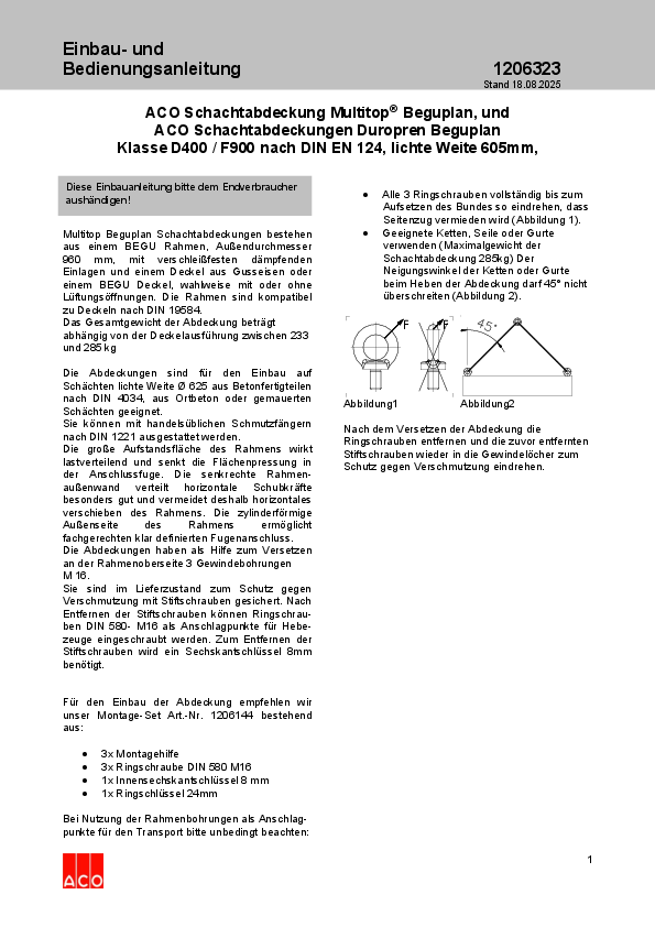 Schachtabdeckung Multitop und Duropren LW605 – Beguplan einbauanleitung-multitop-duropren-lw-605-beguplan-ACO-passavant-detego.pdf